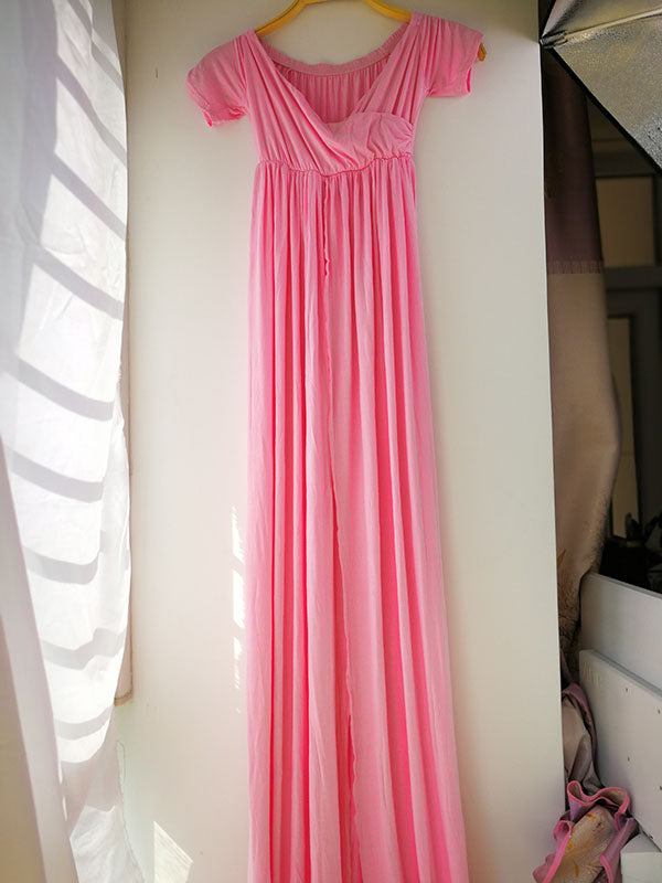 Pink Off The Shoulder Maternity Dresses Maxi Sunifty 1581