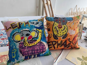 Custom Personalized Print Throw Pillow with Yours & Kids' Drawings