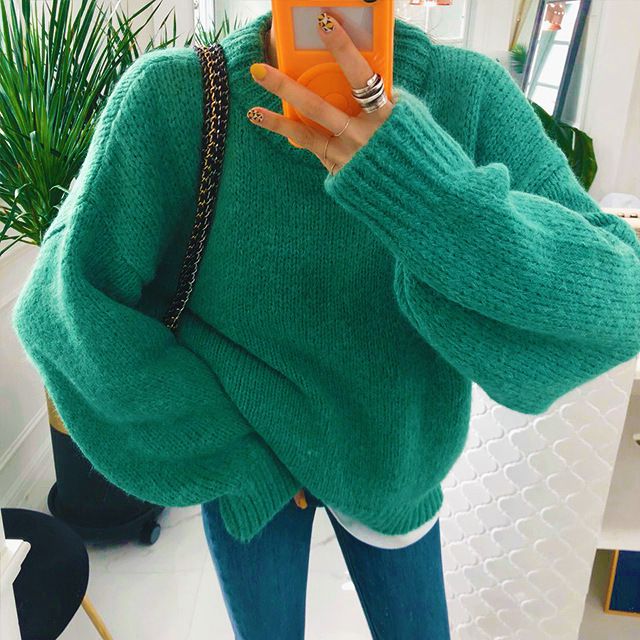 Trendy Comfy Designer Oversize Knitted Crewneck Jumper Sweater – sunifty