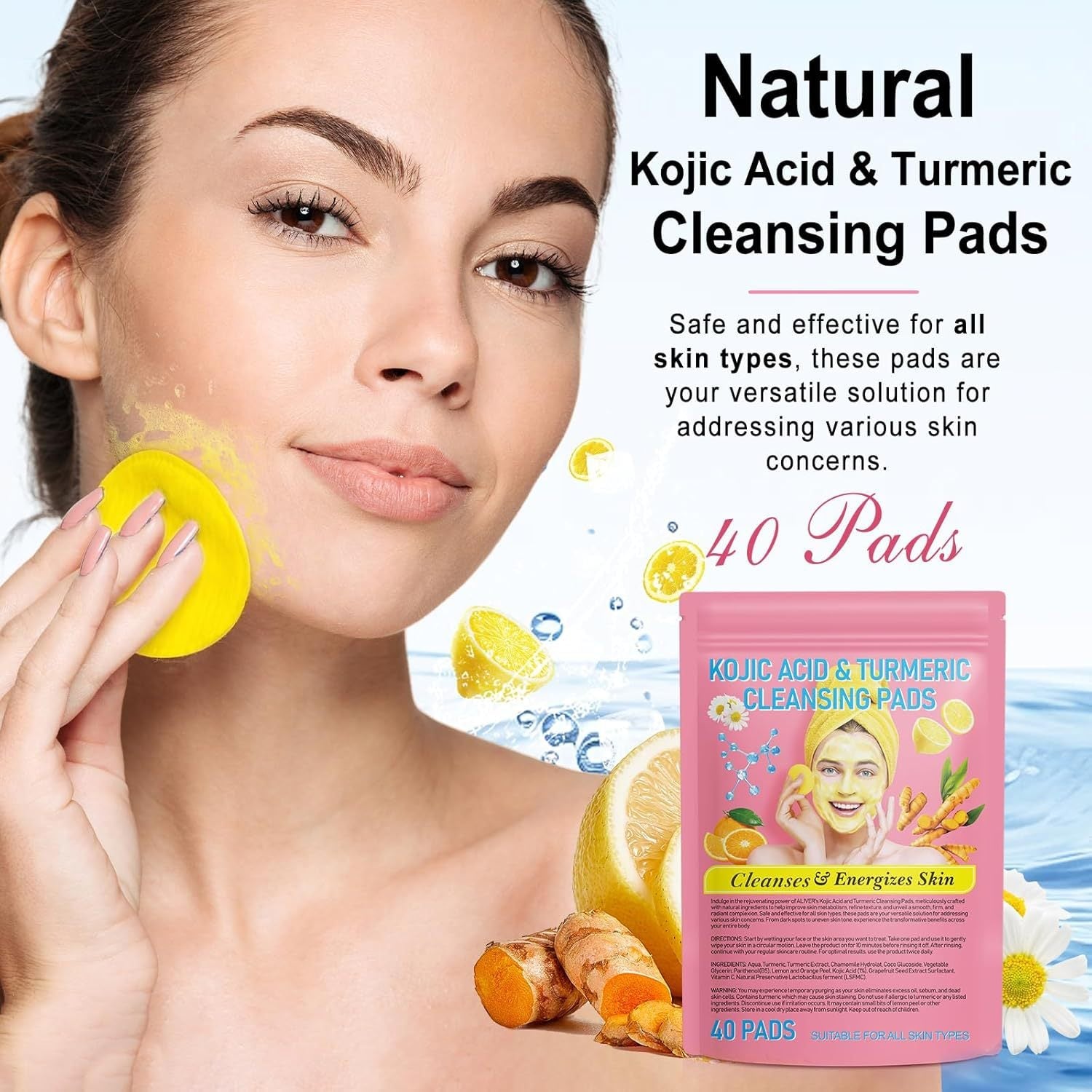 Kojic Acid Turmeric Cleansing Pads For Dark Spots