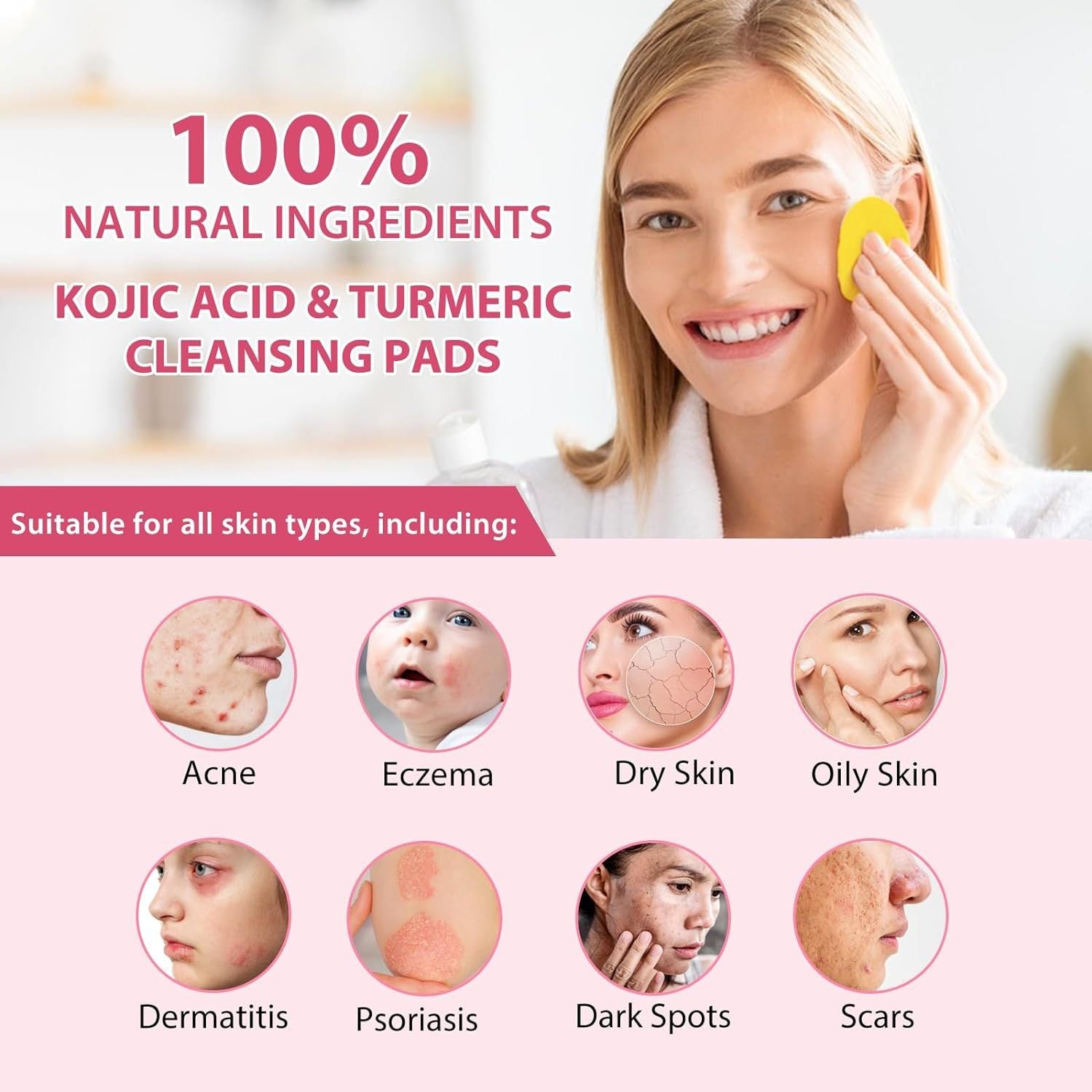 Kojic Acid Turmeric Cleansing Pads For Dark Spots