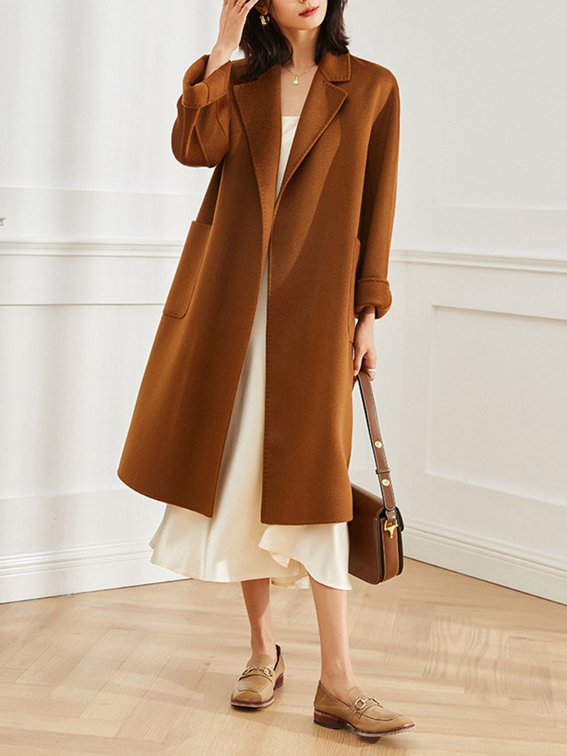 Casual Belted Womens Cashmere Wool Overcoat