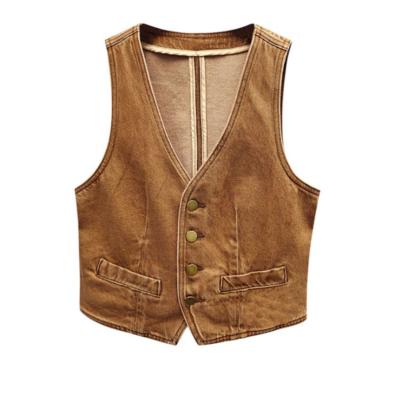 Cowgirl Button Rib Tan Cord Vest Suit