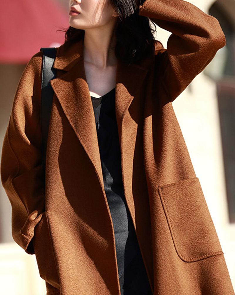 Casual Belted Womens Cashmere Wool Overcoat