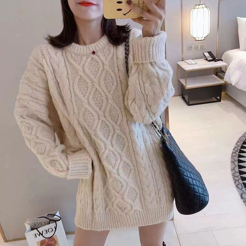 Chunky Cable Twisted Textured Combo Knit Pullover