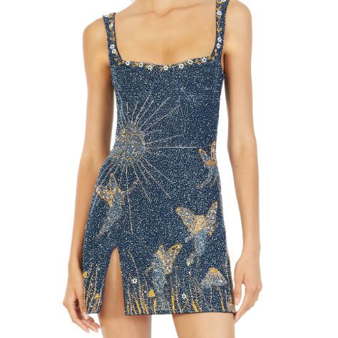 Sparkly Sequin Midnight Star Dress With Slit