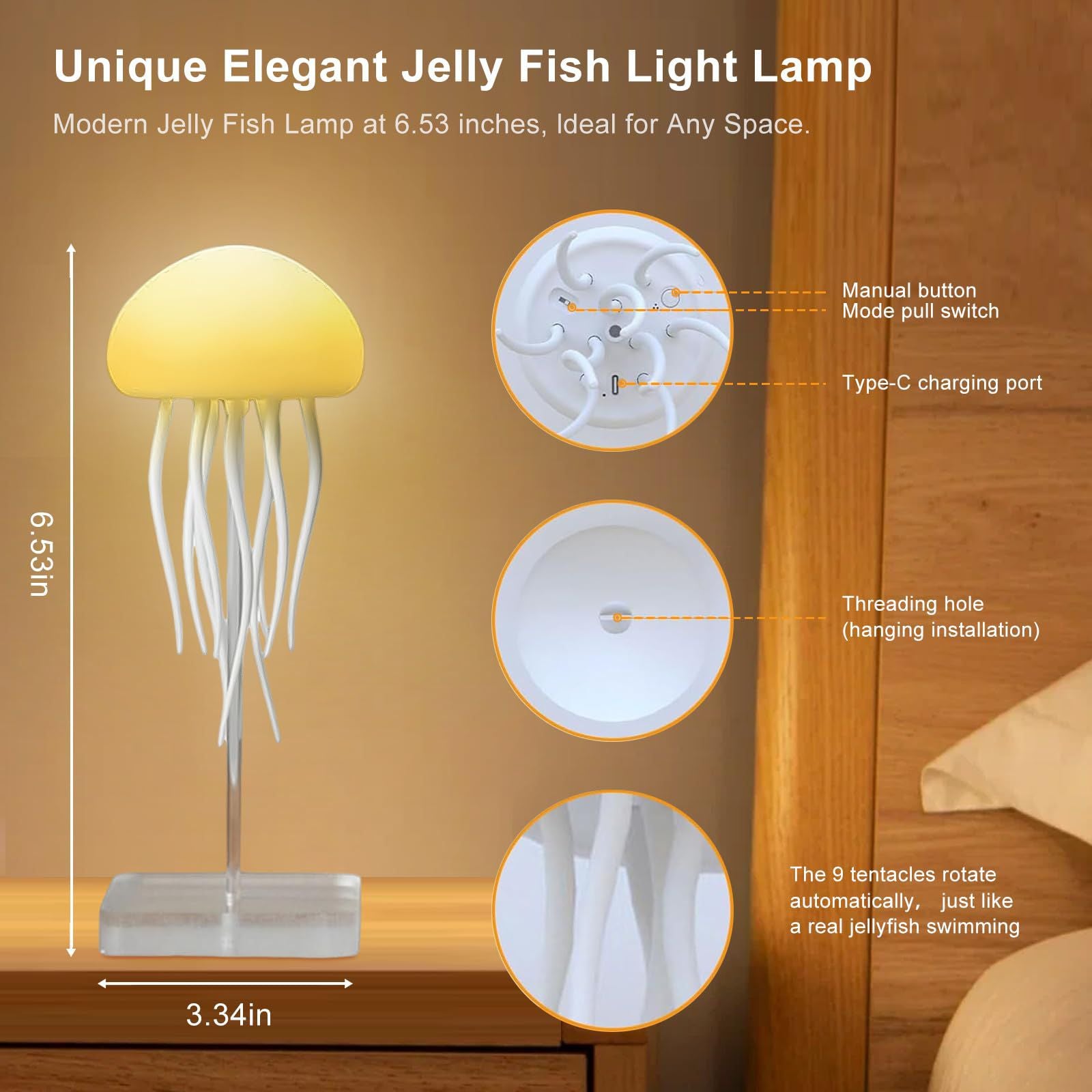 Smart Sensor Rechargeable LED Jellyfish Lamp