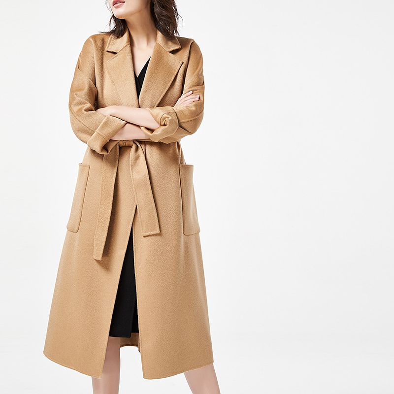 Casual Belted Womens Cashmere Wool Overcoat