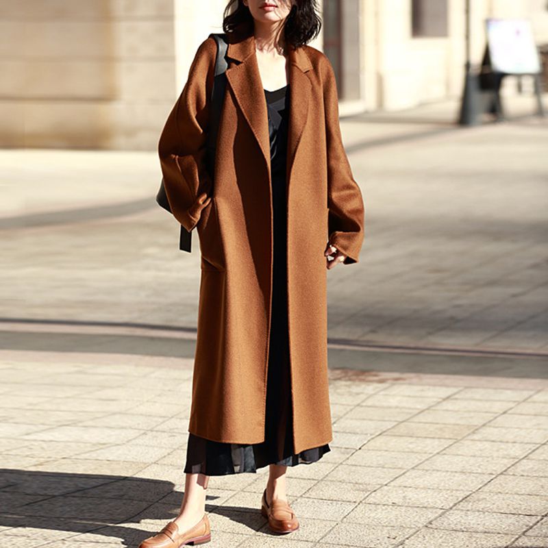 Casual Belted Womens Cashmere Wool Overcoat