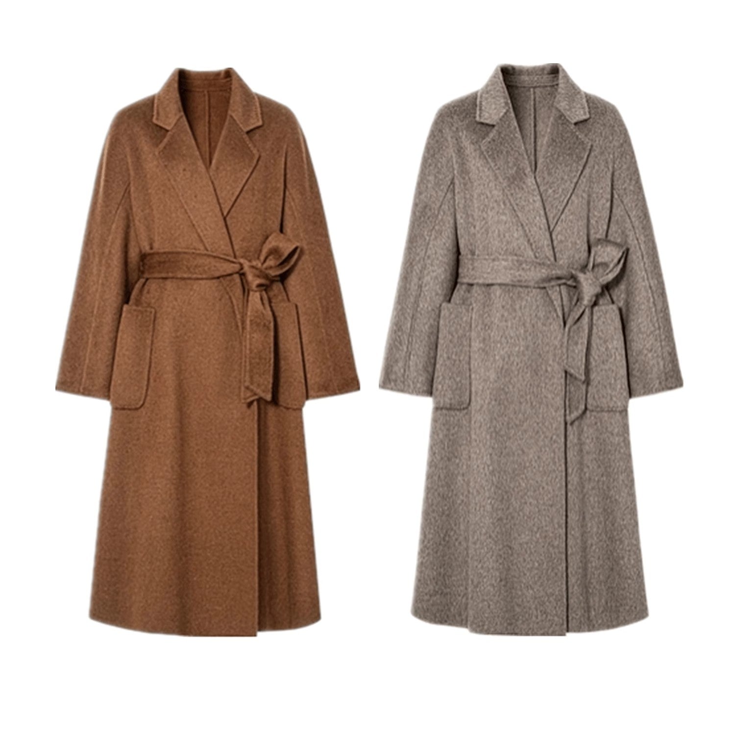 Casual Belted Womens Cashmere Wool Overcoat