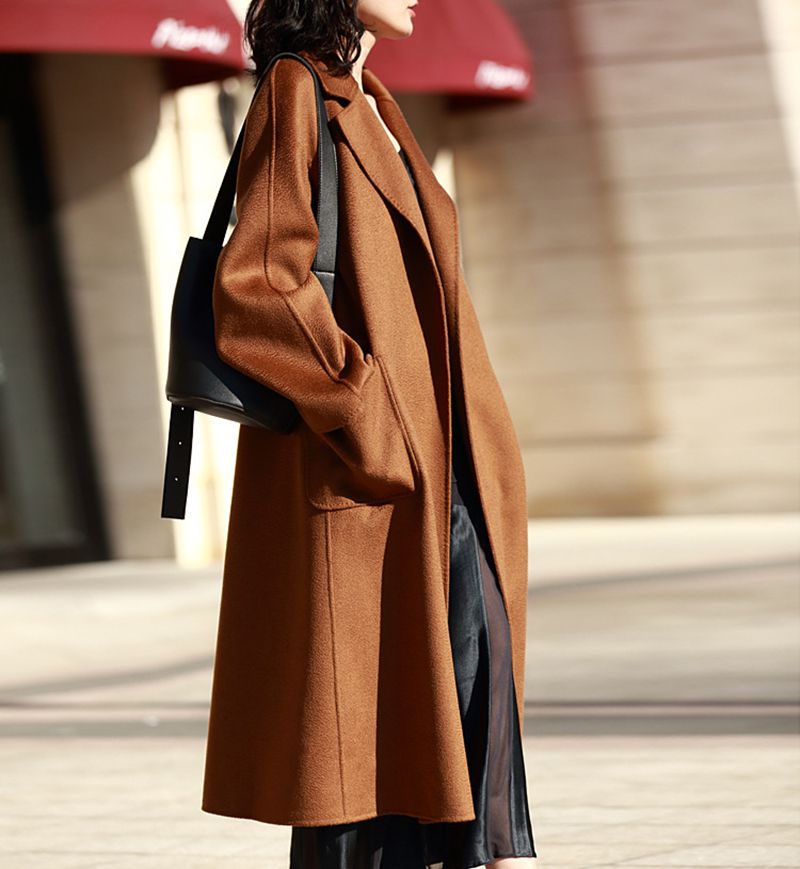 Casual Belted Womens Cashmere Wool Overcoat