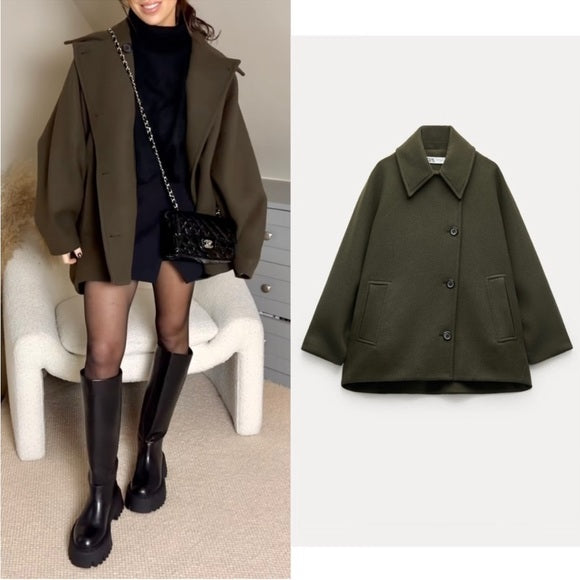 Classic Oversized Short Wool Blend Coat