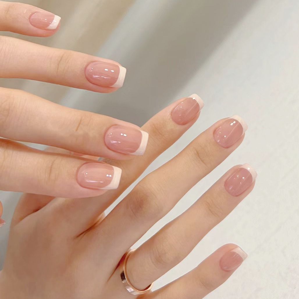 Classic Pink French Tip Acrylic Press On Nails