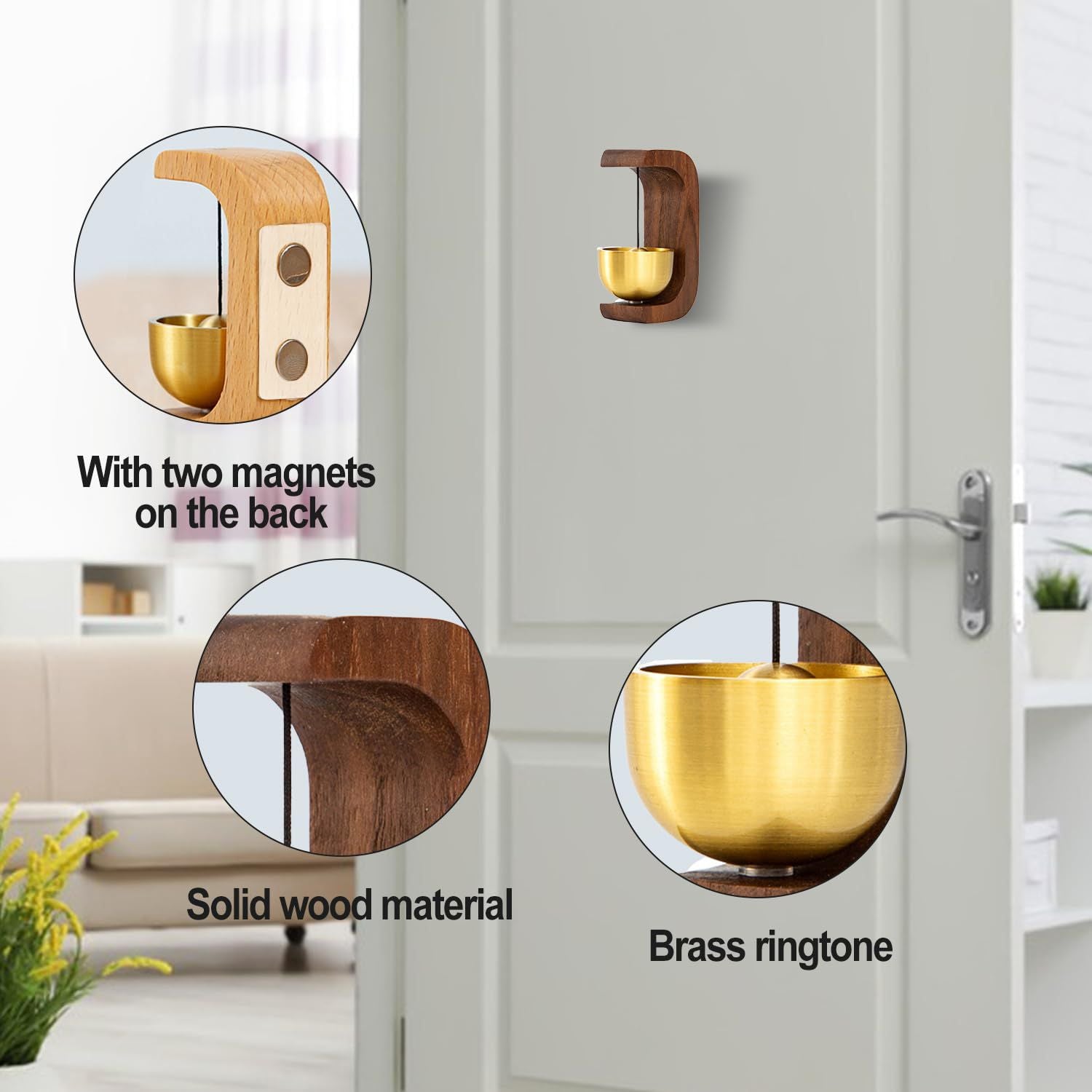 C Shaped Magnetic Solid Wood Wind Chime Door Suction