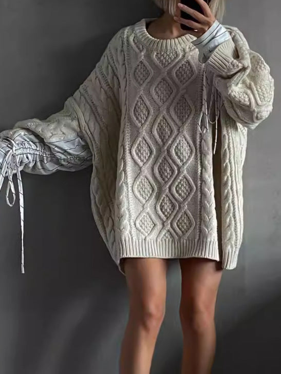 Chunky Cable Twisted Textured Combo Knit Pullover