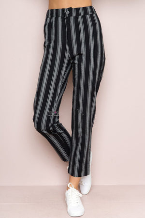 ASOS DESIGN cigarette pants with elastic waist in textured stripe | ASOS