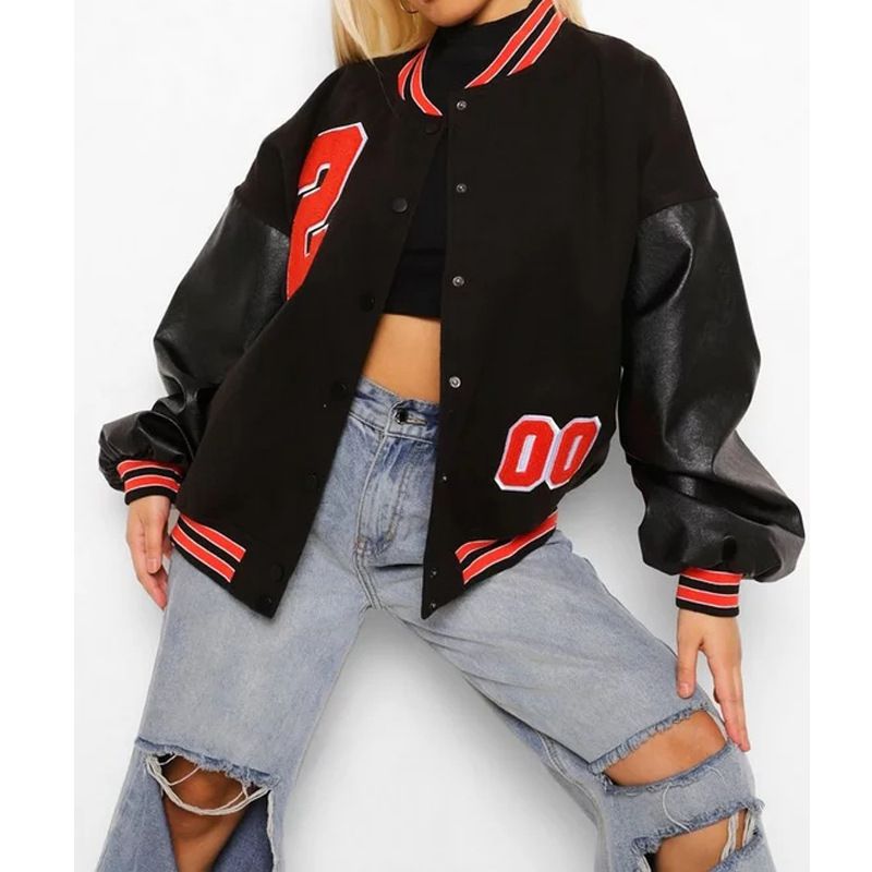 Unisex Embroidered Varsity Bomber Jacket Outerwear Sports Baseball Jacket