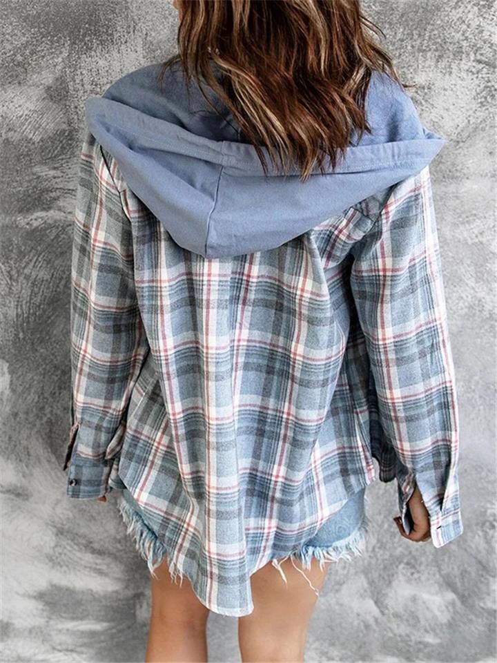 Multi color flannel outlet hoodie