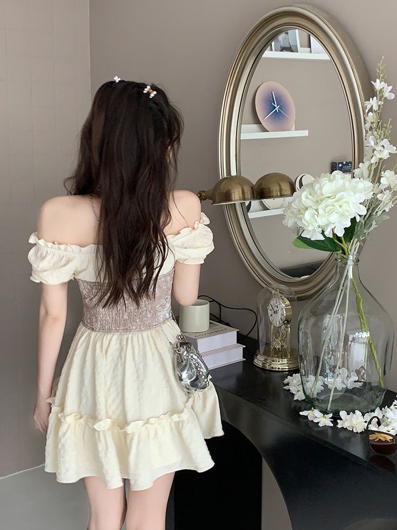 Sweet Lolita Criss Cross Corset Panel Off Shoulder A Line Dress – sunifty