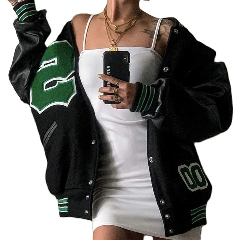 Unisex Embroidered Varsity Bomber Jacket Outerwear Sports Baseball Jacket