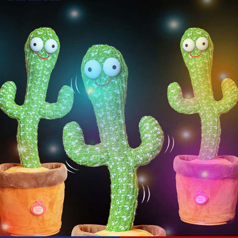 Funny Electric Speaking Cactus Dancing Toys Record Repeat Soft Talking Cactus Baby Kids Singing Toys