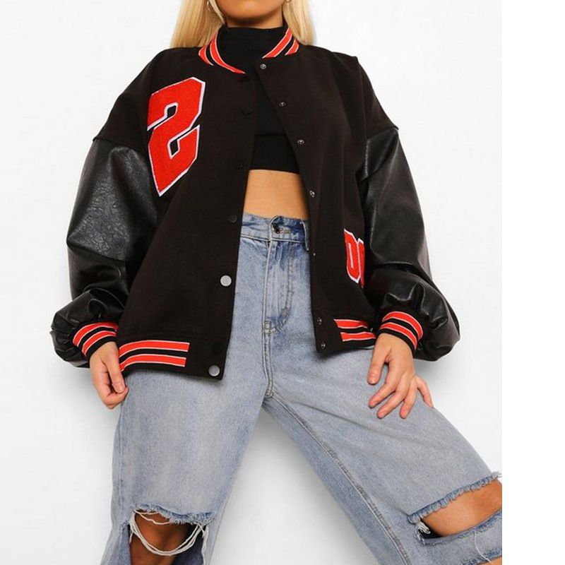 Unisex Embroidered Varsity Bomber Jacket Outerwear Sports Baseball Jacket