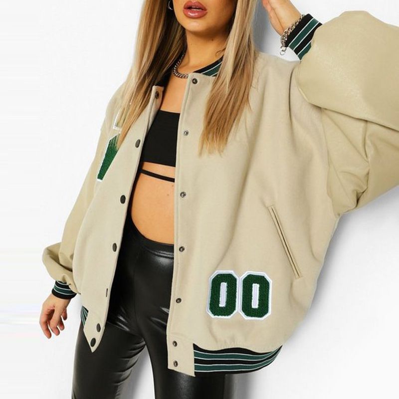 Unisex Embroidered Varsity Bomber Jacket Outerwear Sports Baseball Jacket