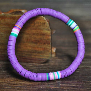 Recyclable Rainbow Colorful Polymer Clay Beads Bracelets Jewelry, Blue