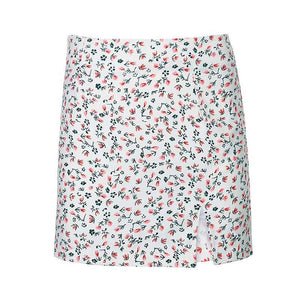 Slimming High Waisted Short Floral Skirt With Slit – sunifty