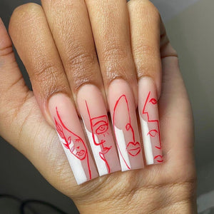 HOW TO DO RED LOUIS VUITTON NAILS TUTORIAL I LONG ACRYLIC COFFIN