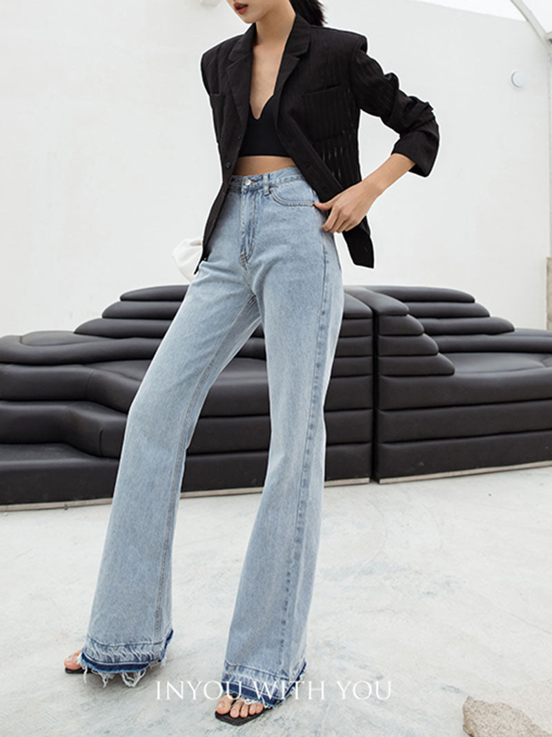 A non-bohemian way to wear frayed-hem cropped flare jeans - A Girl Named PJ