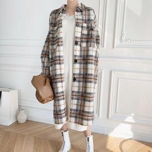 Classy full length long tweed cashmere coat wool peacoat – sunifty