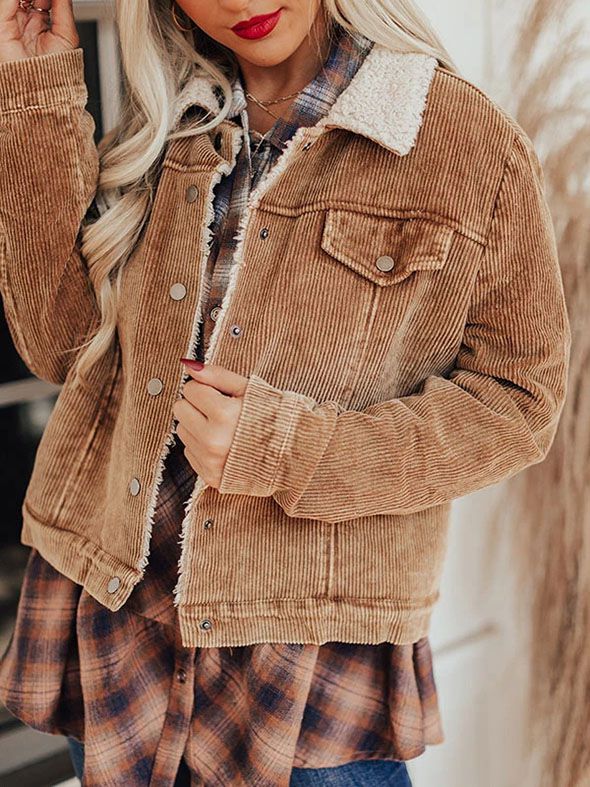 Fur lined outlet corduroy jacket