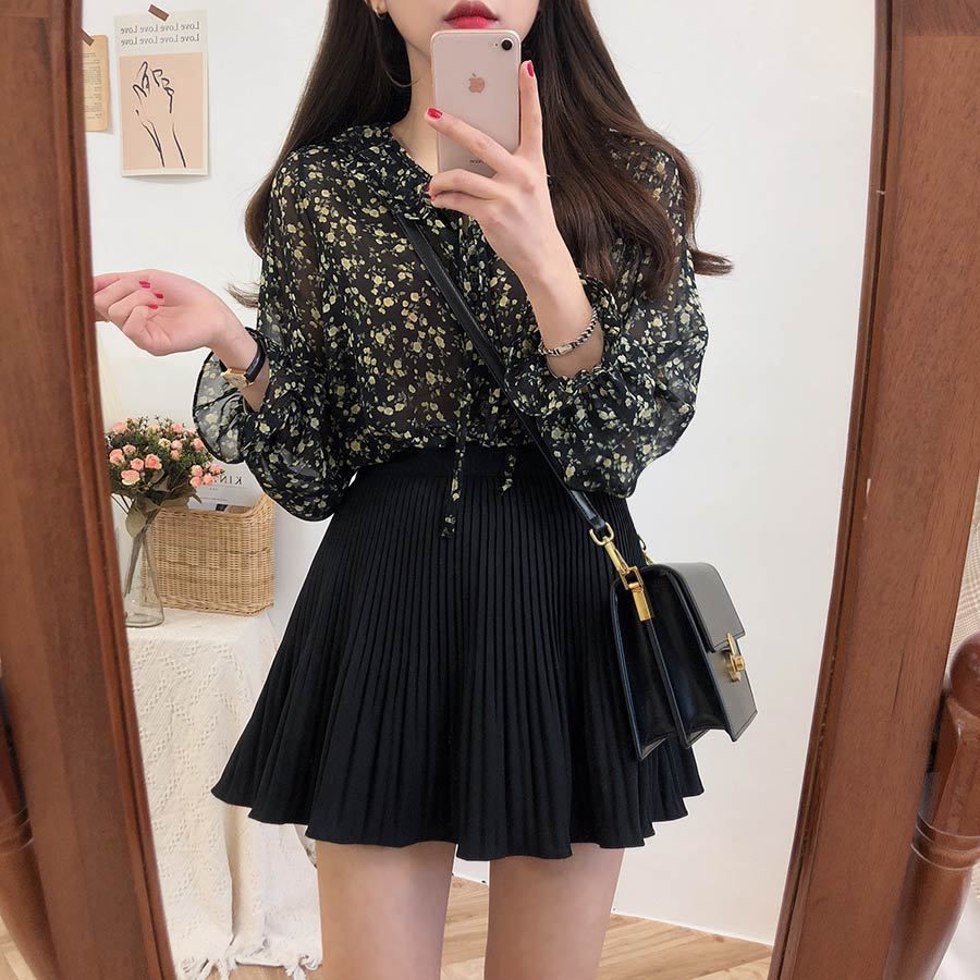 Cute Ruffle Pleated Mini A Line Skirt Outfit Casual