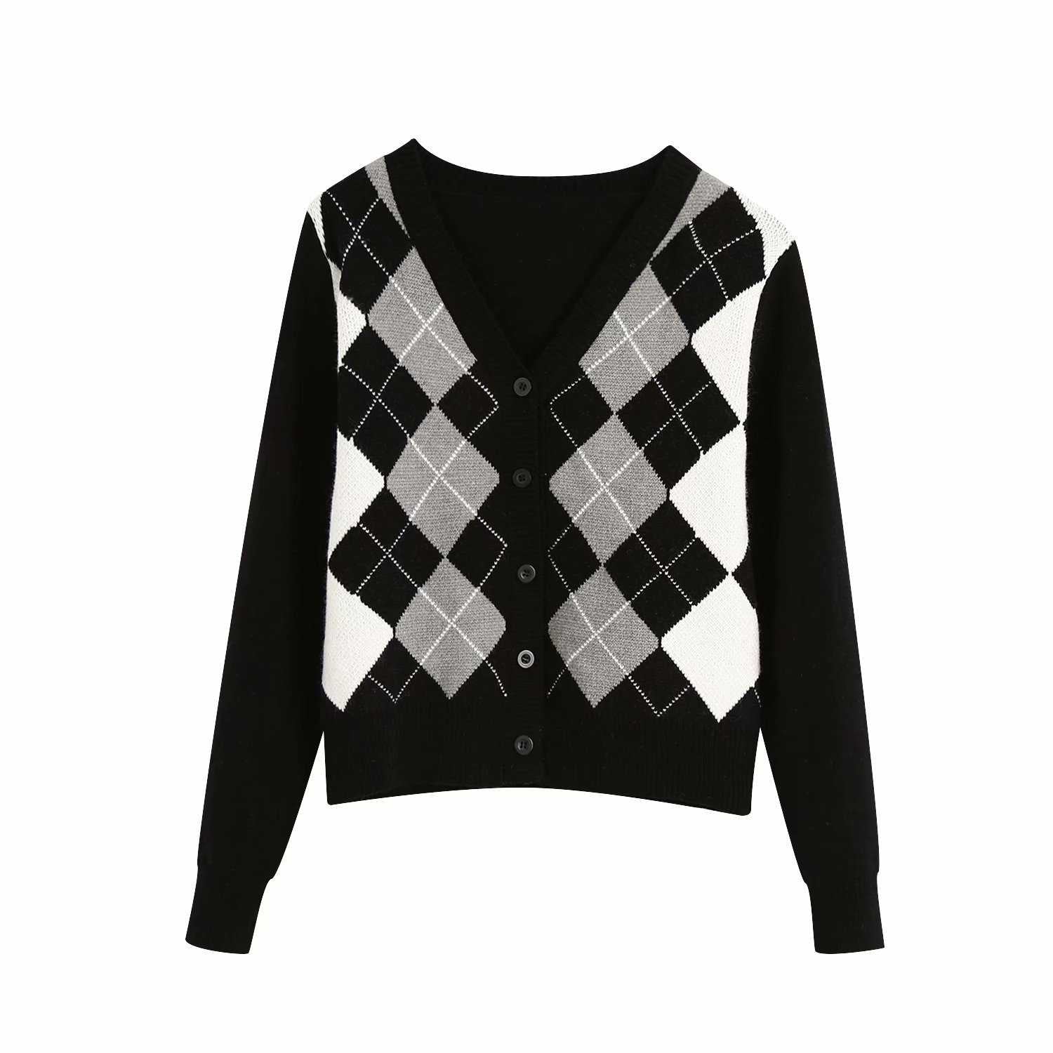 Ronni Argyle Sweater- Black & White