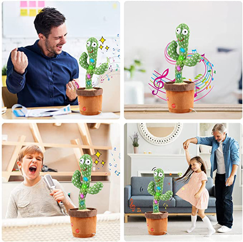 Funny Electric Speaking Cactus Dancing Toys Record Repeat Soft Talking Cactus Baby Kids Singing Toys