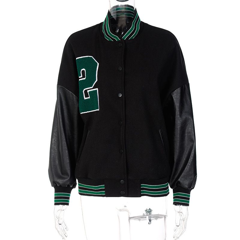 Unisex Embroidered Varsity Bomber Jacket Outerwear Sports Baseball Jacket