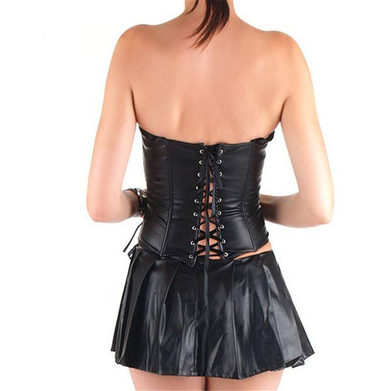  Womens Strapless Bustier Corset Dress Lingerie Zipper Closure  Faux Leather Pleated Corset with Skirt (4XL): Clothing, Shoes & Jewelry