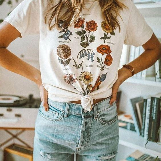 Floral Tropical Cactus Prints Flower Chart Tee Shirts – sunifty