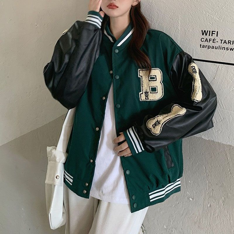 Unisex Embroidered Varsity Bomber Jacket Outerwear Sports Baseball Jacket