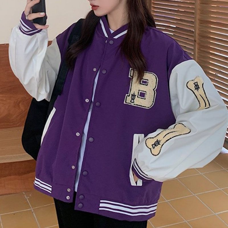 Unisex Embroidered Varsity Bomber Jacket Outerwear Sports Baseball Jacket