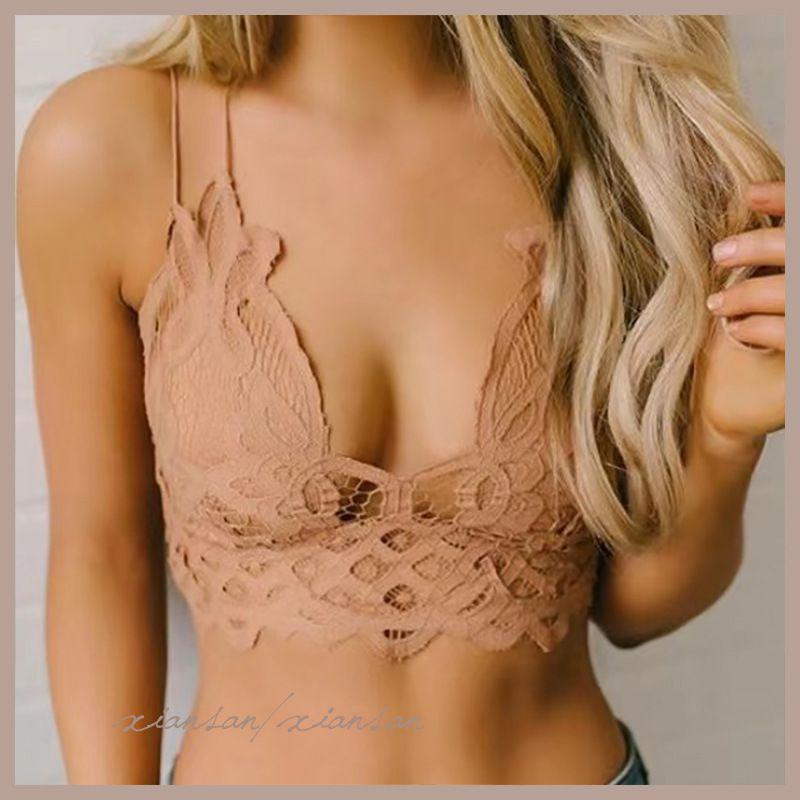 Women's Front Closure Thin Cup Bra Sexy Flower Lace Embroidery Back Push Up  Wirefree Adjustable Bralette Plus Size