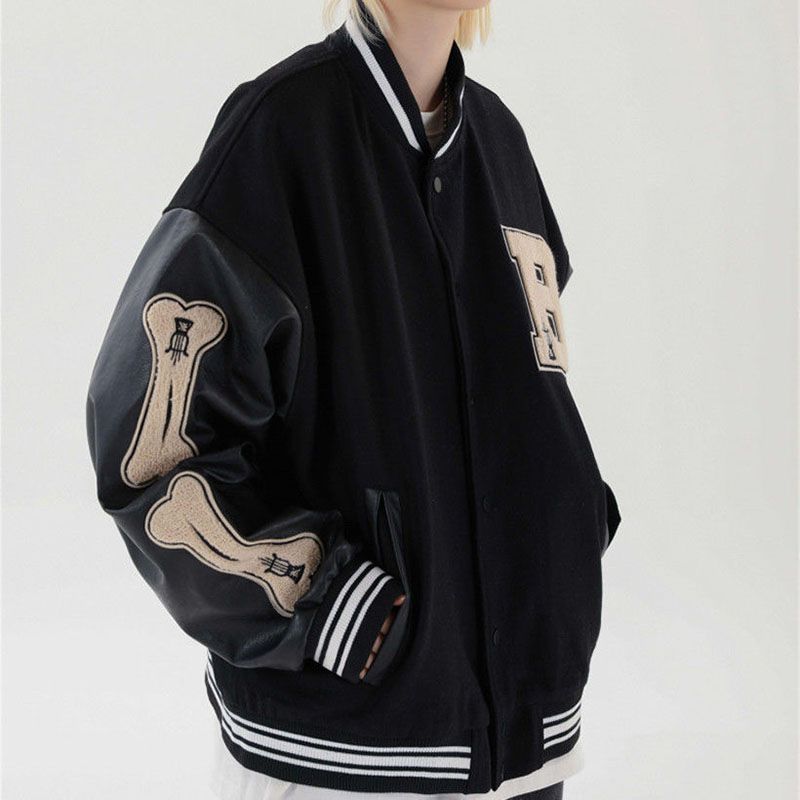 Unisex Embroidered Varsity Bomber Jacket Outerwear Sports Baseball Jacket