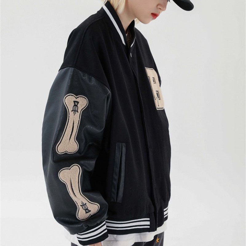 Unisex Embroidered Varsity Bomber Jacket Outerwear Sports Baseball Jacket