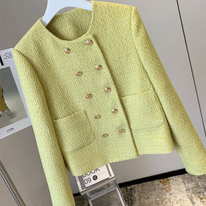 Wool Blended Classy Double Breast Tweed Short Blazer Jacket – sunifty