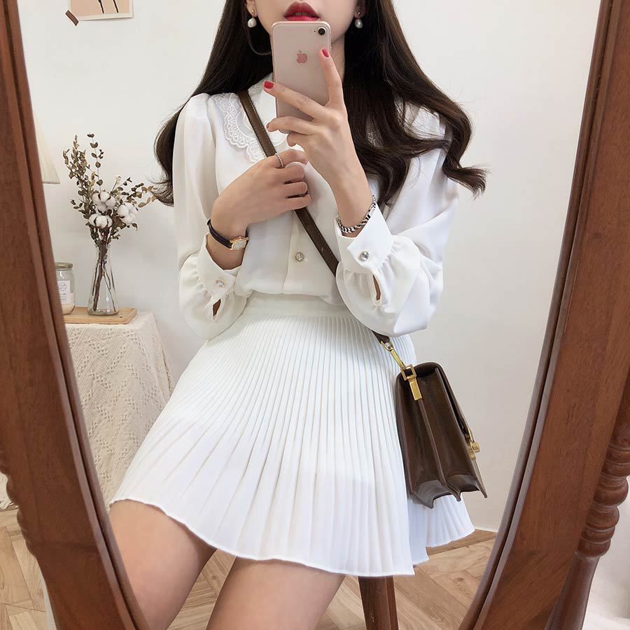 Cute Ruffle Pleated Mini A Line Skirt Outfit Casual