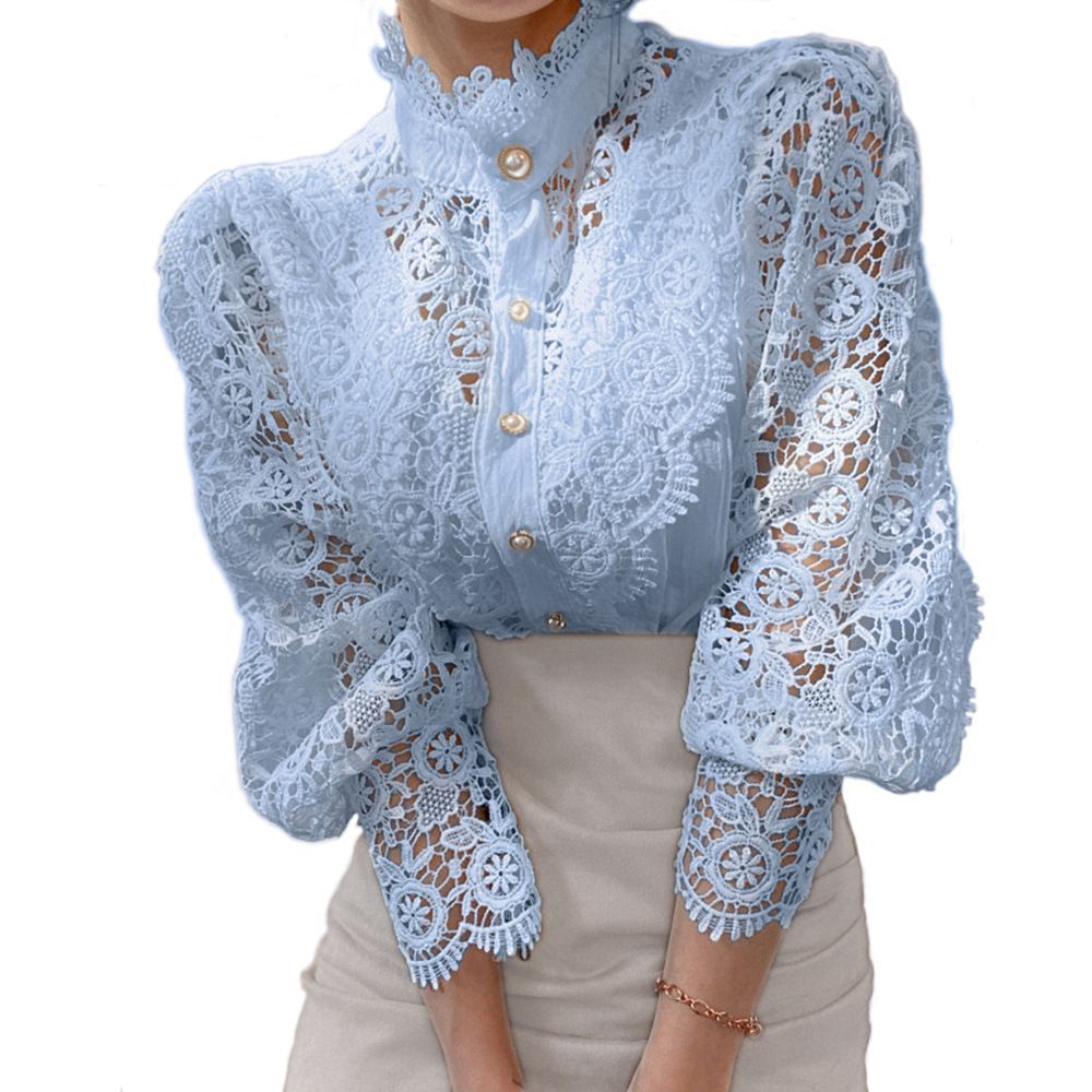 Classic Fashion Hollow Blouse Eyelet Through – Unders Lace Ruffle sunifty Lolita