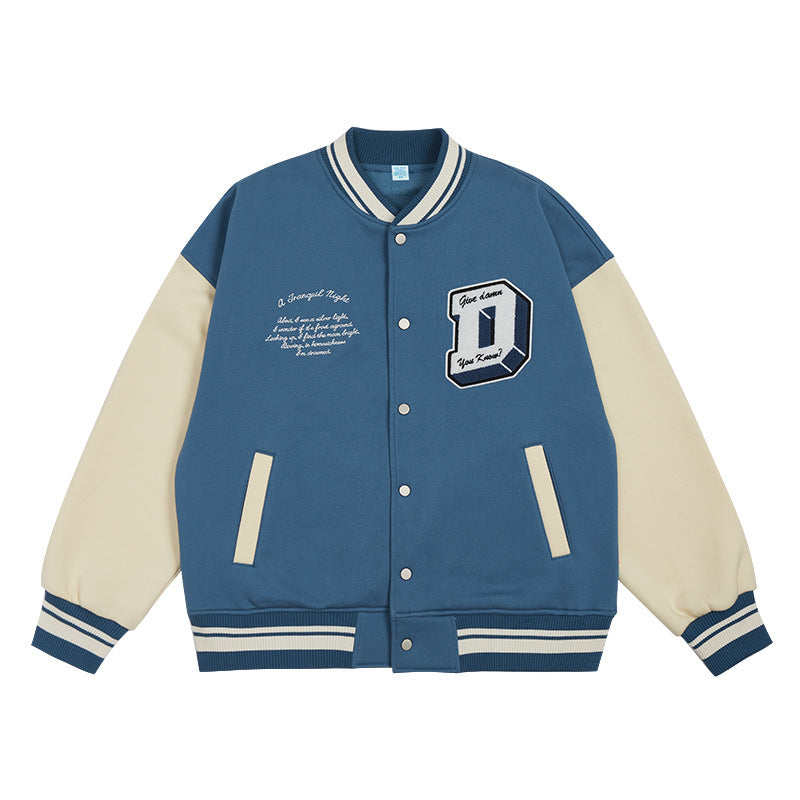 Unisex Embroidered Varsity Bomber Jacket Outerwear Sports Baseball Jacket