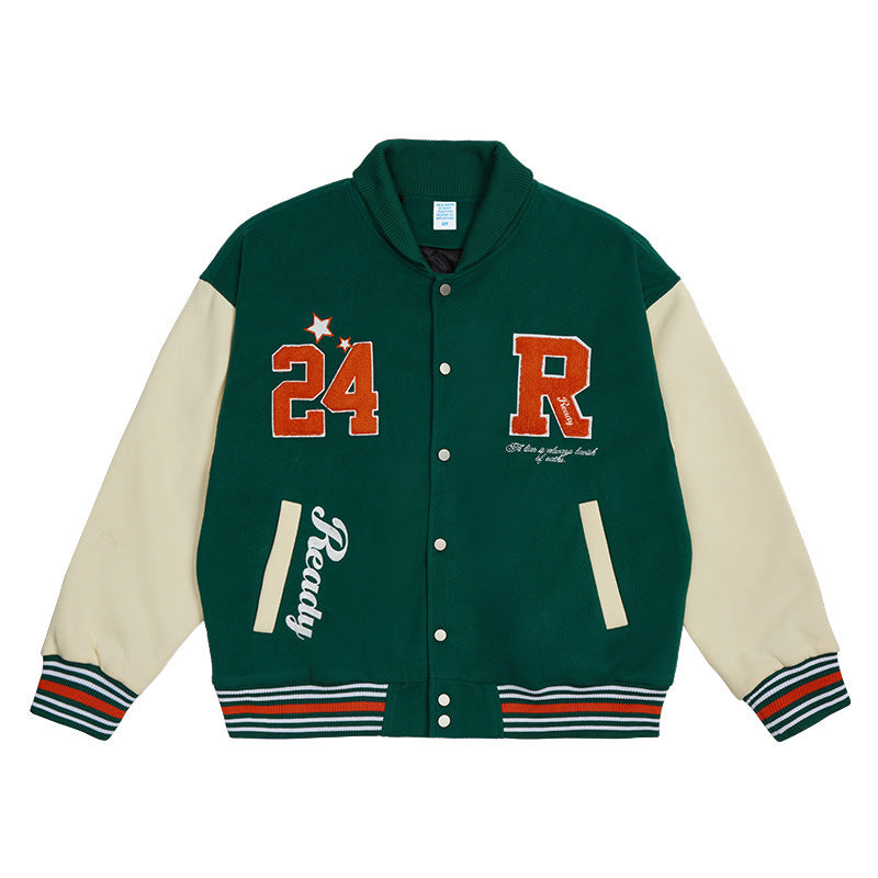 Unisex Embroidered Varsity Bomber Jacket Outerwear Sports Baseball Jacket