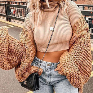 Mohair Chunky Oversized Cable Knit Baggy Sleeve Cardigan Sweater – sunifty
